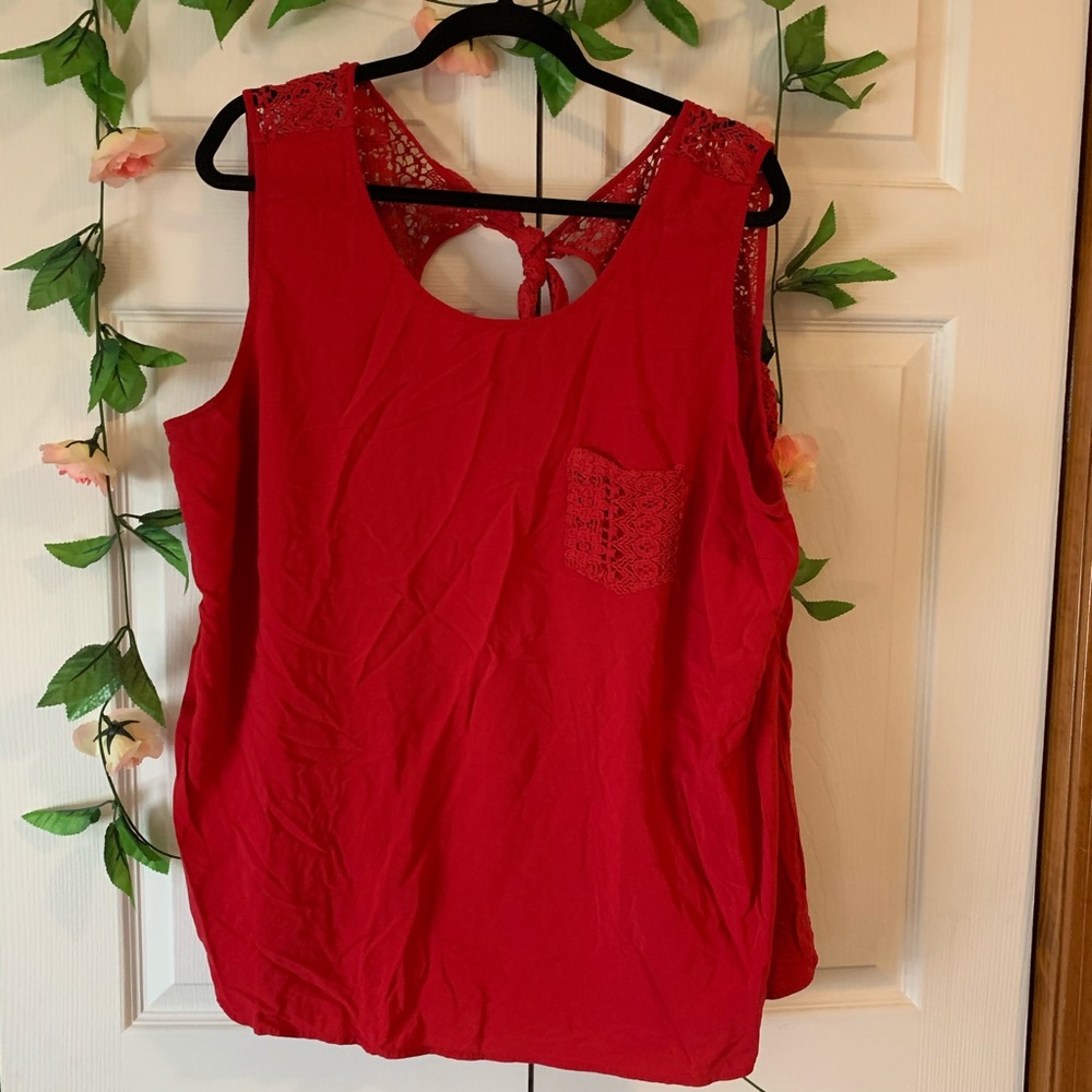 Red Sleeveless Crochet Back Top